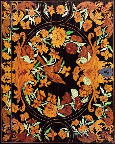 Marquetry box, English, c.1670 (detail) by English School